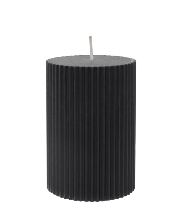 Blockkerze Rillen schwarz, Ø 7 cm