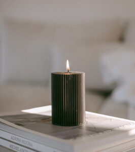Block candle grooves black, Ø 7 cm - Image 3