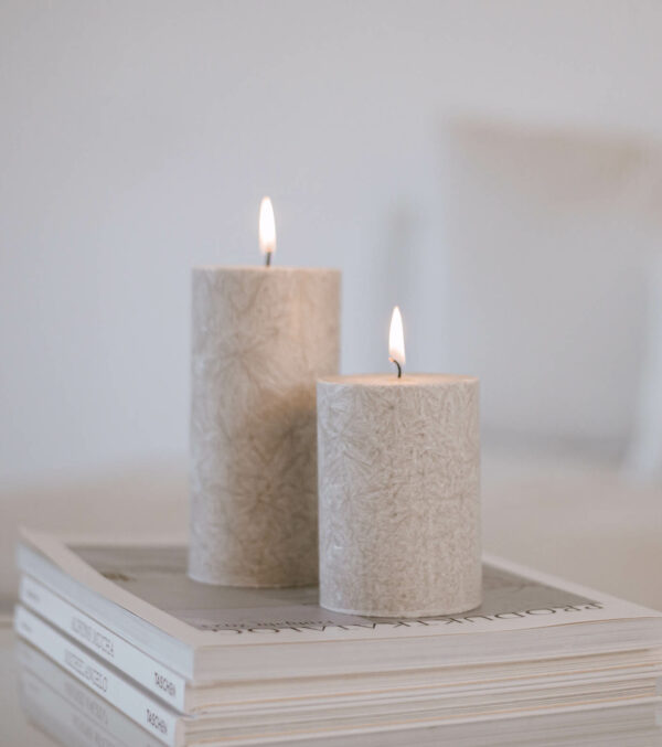 Block candle light gray, Ø 7 cm - Image 2
