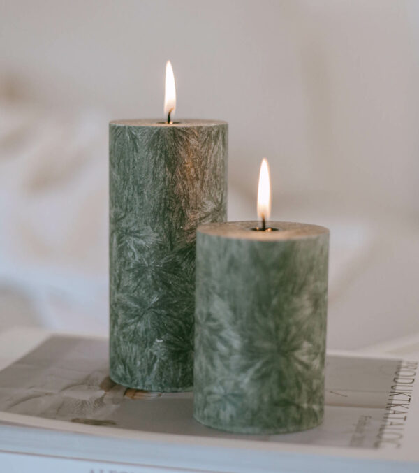 Block candle green, Ø 7 cm - Image 2