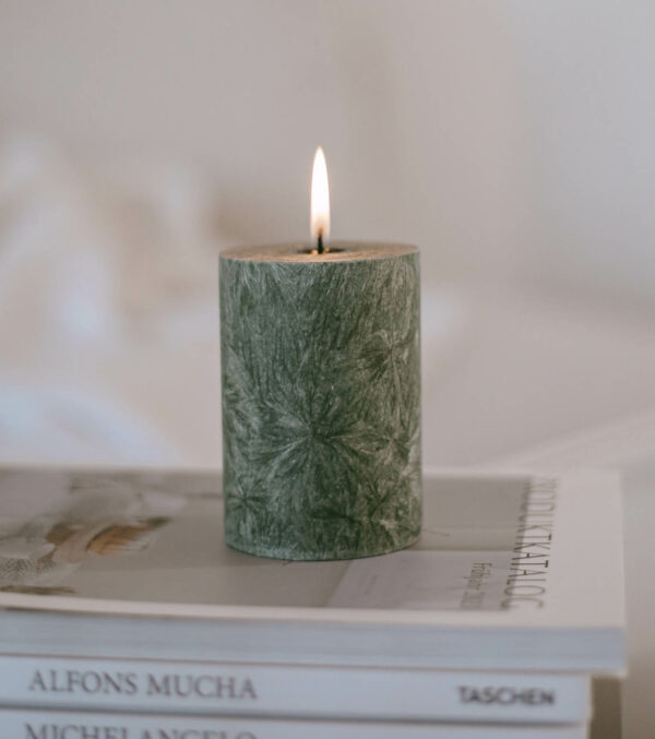 Block candle green, Ø 7 cm - Image 4