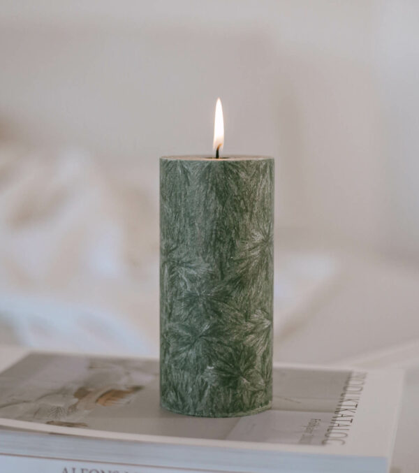 Block candle green, Ø 7 cm - Image 5