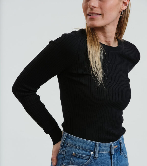 Gestricktes Slim Fit Longsleeve Yuma schwarz – Bild 4