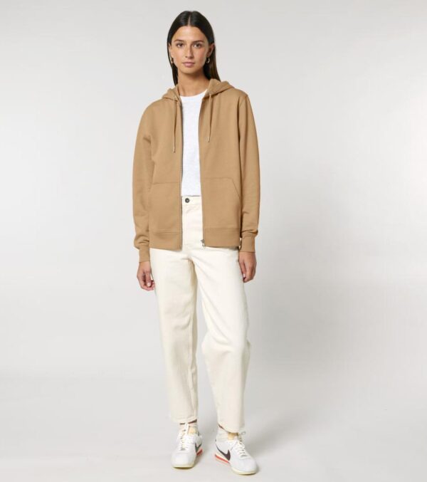 Zipjacke mit Kapuze Unisex, Latte – Bild 3