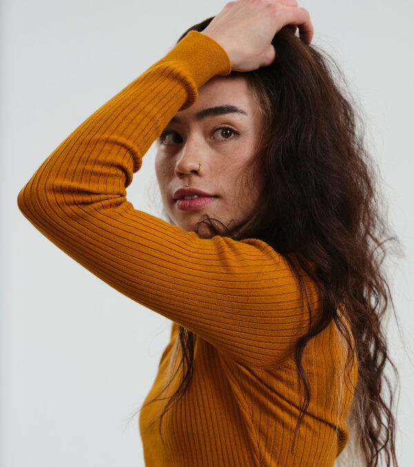 Knitted Slim Fit Longsleeve Yuma cognac - Image 2