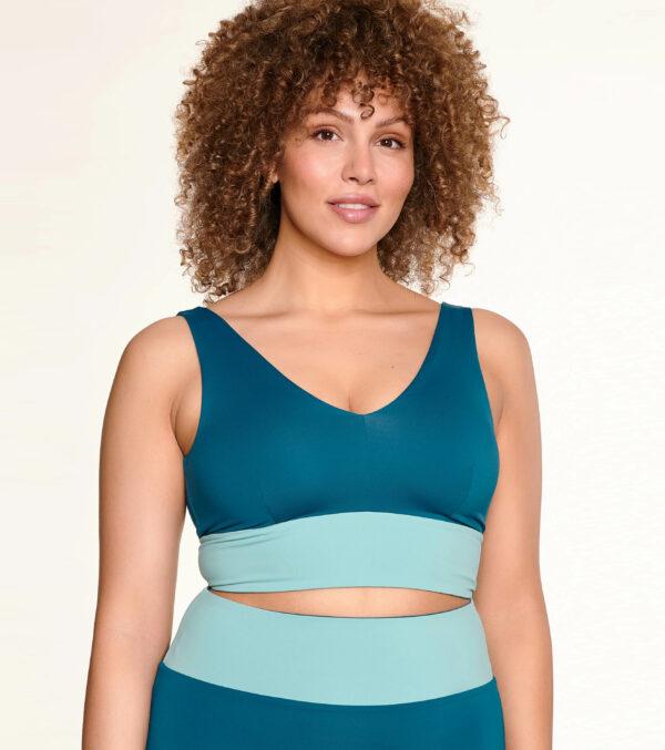 Yoga top reversible, eucalyptus-petrol