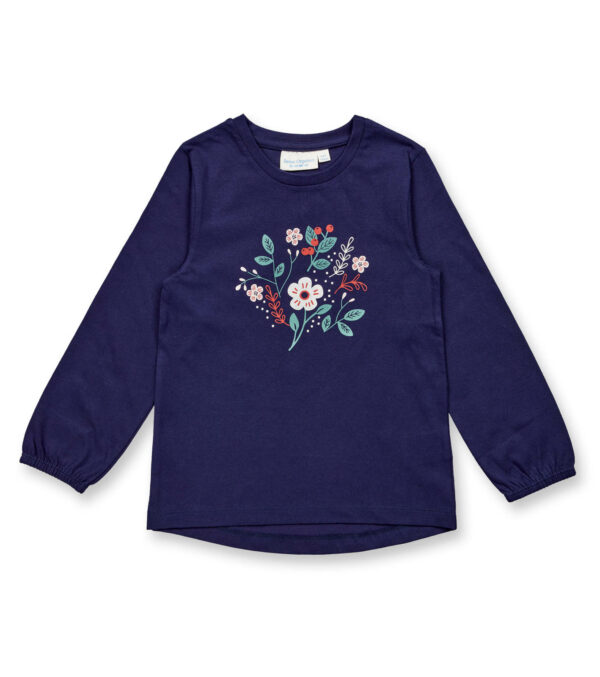 Girls long-sleeved shirt with floral print