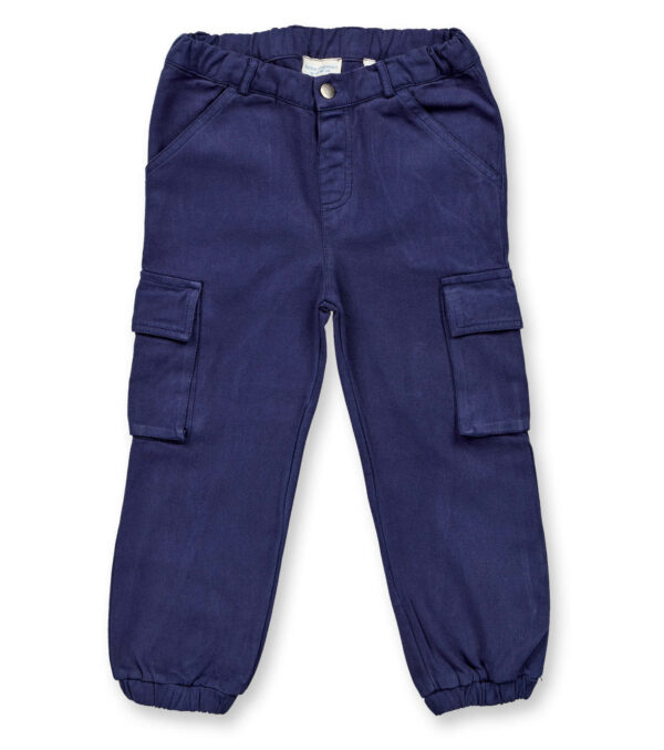 Lined children‘s cargo pants, navy blue