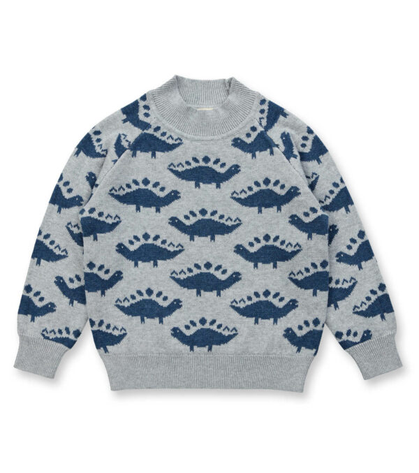 Kids knit sweater with dinosaurs