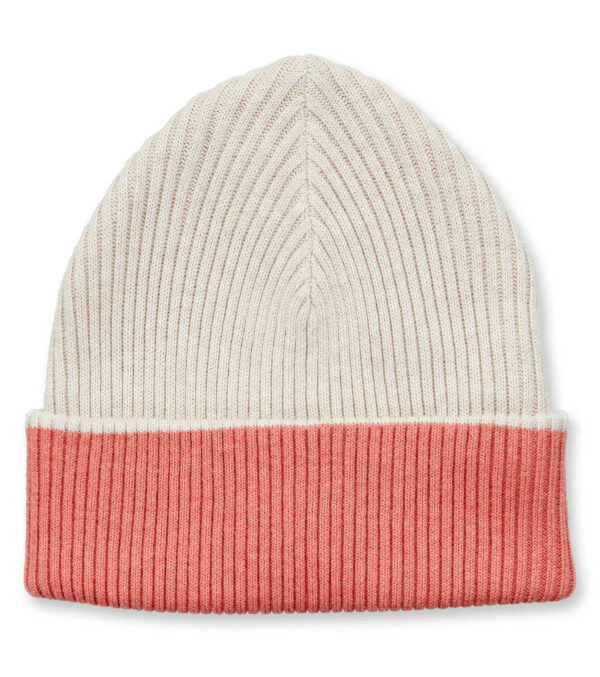 Children's knitted hat beige and pink