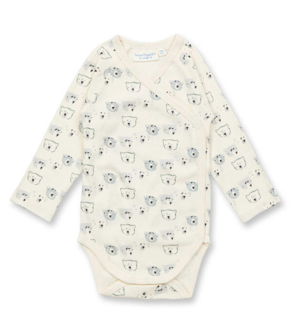 Baby wrap bodysuit ivory with bears