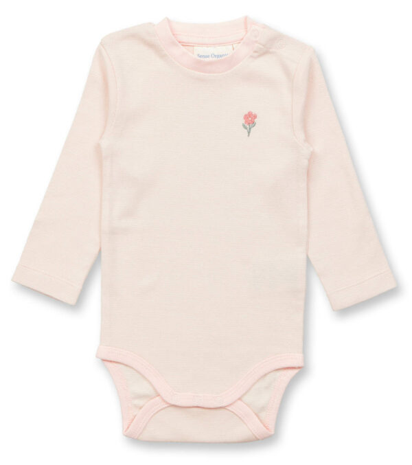 Long sleeve body, light pink, striped with a flower