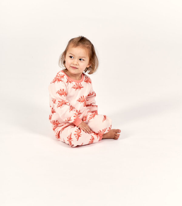 Children's Pajamas, with cool Dinosaur light pink - Image 5