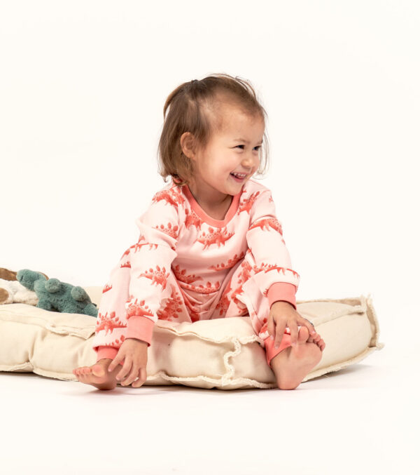 Children's Pajamas, with cool Dinosaur light pink - Image 4