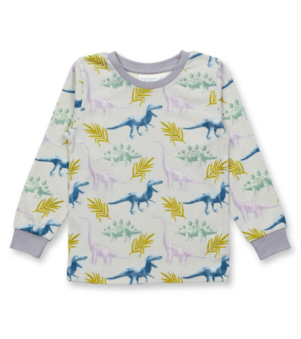 Kinder Schlafanzug mit coolen Dinos hellgrau – Bild 2