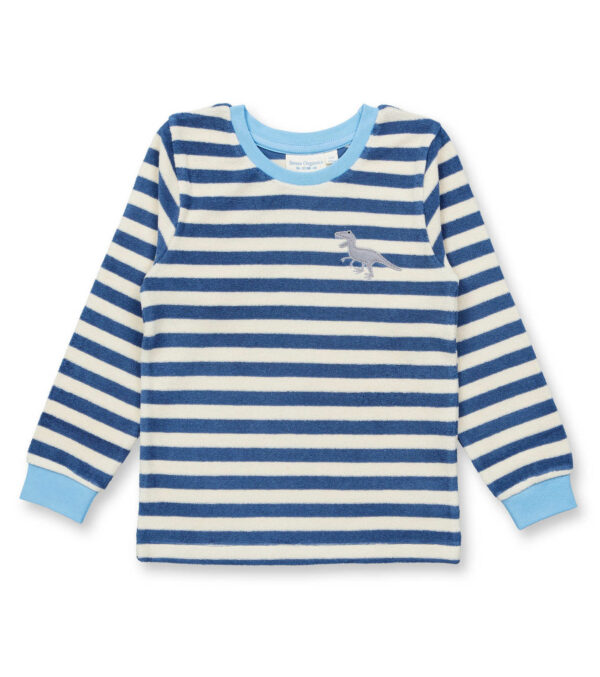 Children's Terry Pajamas Stripes with Dinosaur - Image 2