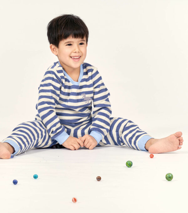 Children's Terry Pajamas Stripes with Dinosaur - Image 4