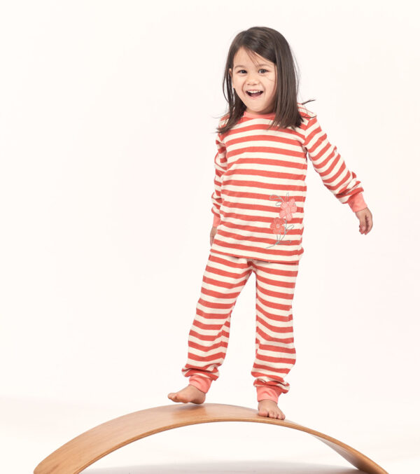 Children's Terry Pajamas Stripes with Flowers - Image 4