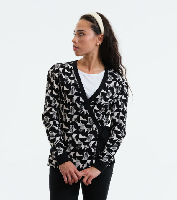 Wrap cardigan Mina abstract made of Jaquard knit - Image 3