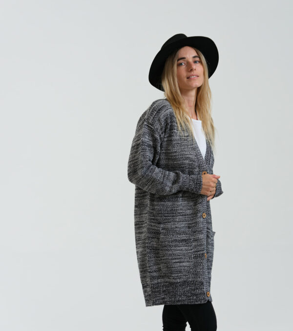 Oversized knit Jacke Moline Mélange black & white