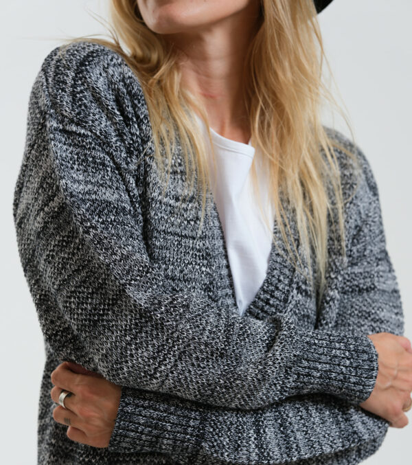 Oversized knit Jacke Moline Mélange black & white - Image 3