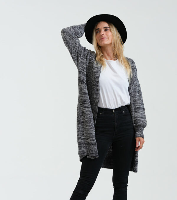 Oversized knit Jacke Moline Mélange black & white - Image 4