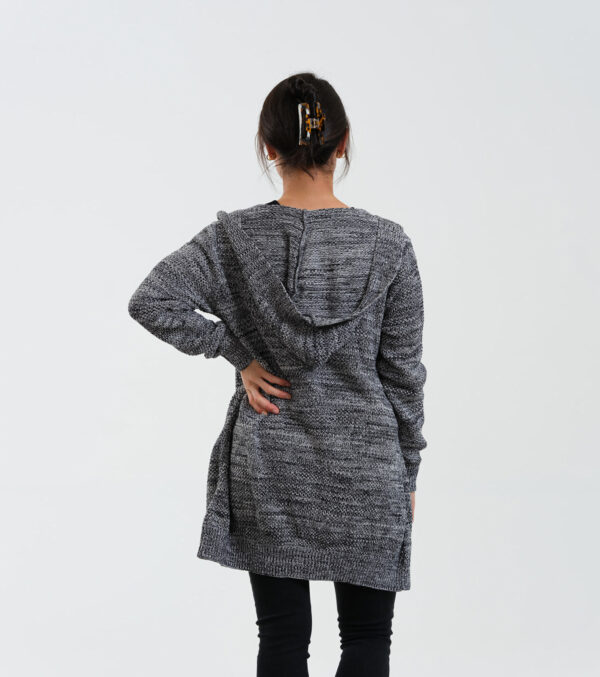 Cardigan Vera with hood in gray mélange - Image 6