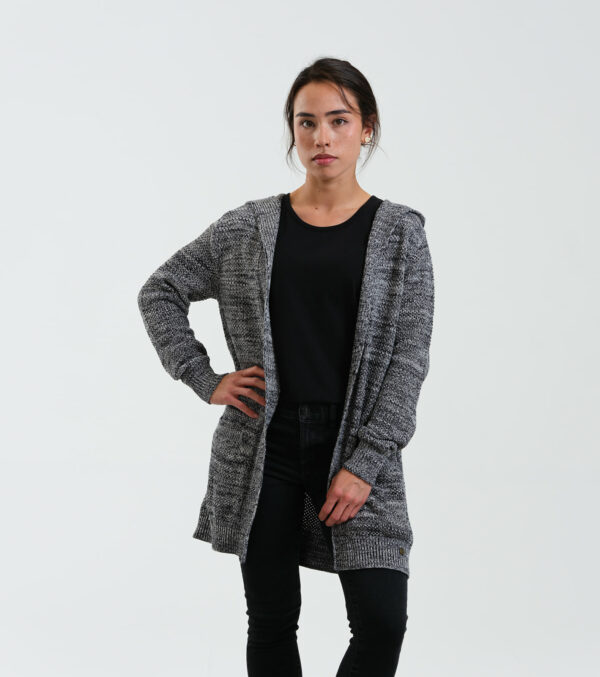 Cardigan Vera with hood in gray mélange - Image 2