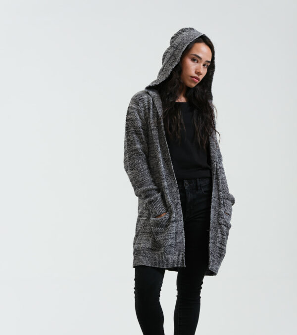 Cardigan Vera with hood in gray mélange