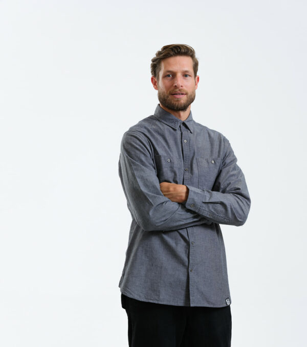 Men‘s shit made of chambray, gray denim - Image 2