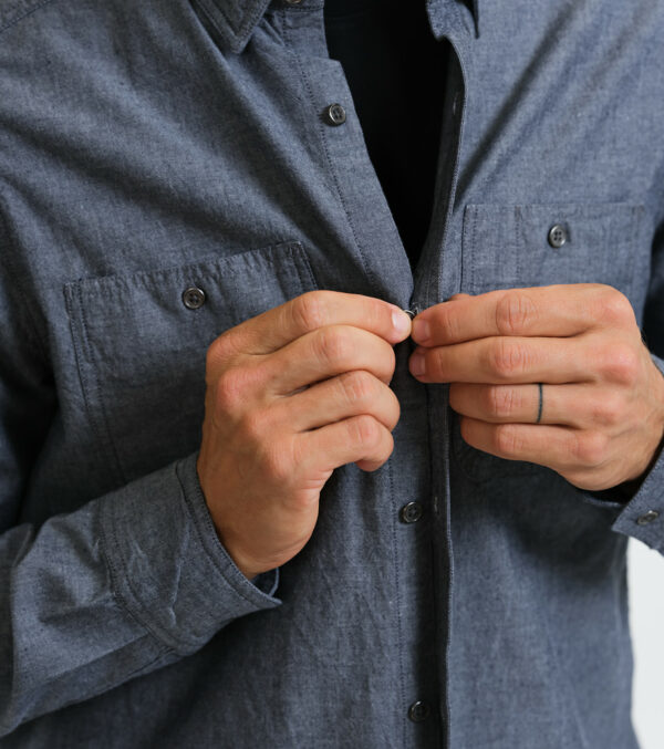Men‘s shit made of chambray, gray denim - Image 3