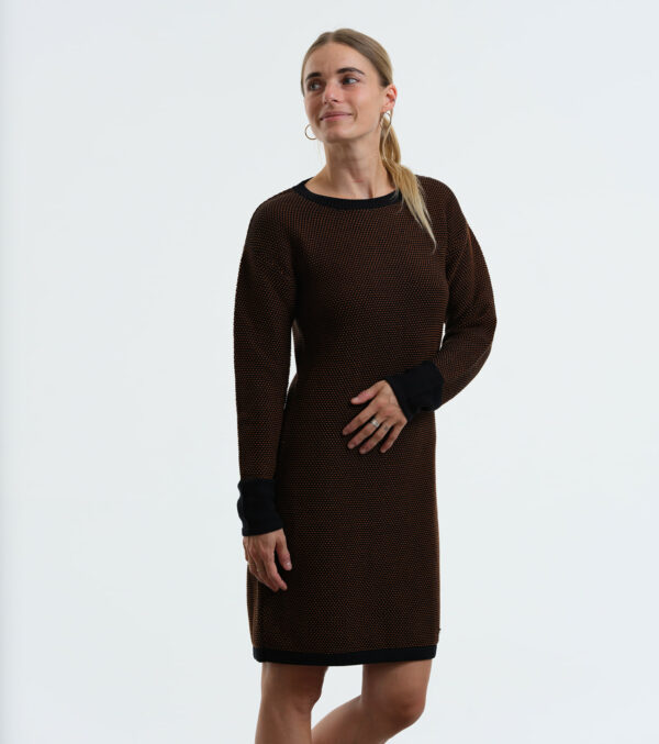 Knitted Dress Lake Alma Mélange toffee & black