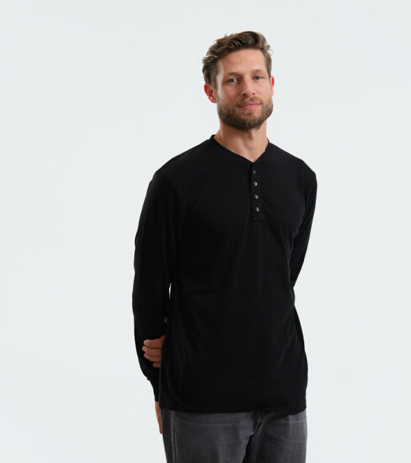 Longsleeved Henley Shirt Kayville black - Image 2