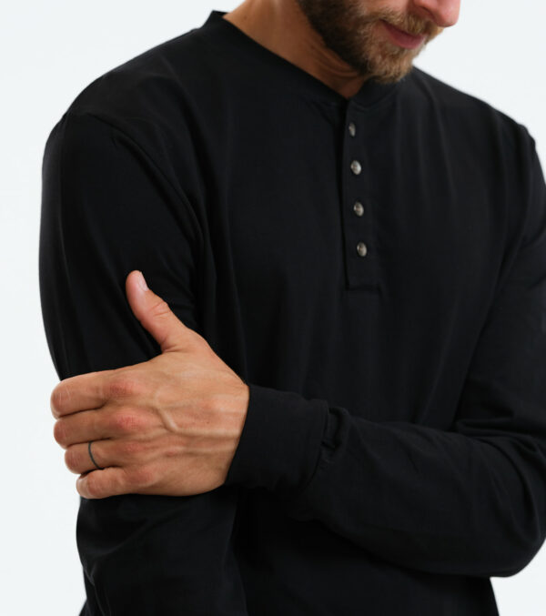 Longsleeved Henley Shirt Kayville black - Image 3