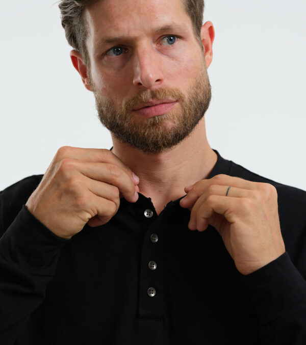 Longsleeved Henley Shirt Kayville black - Image 4