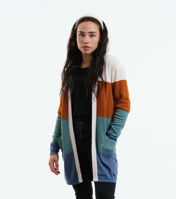 Long-Cardigan Alamo Blockstreifen aus feinem Jacquard-Strick
