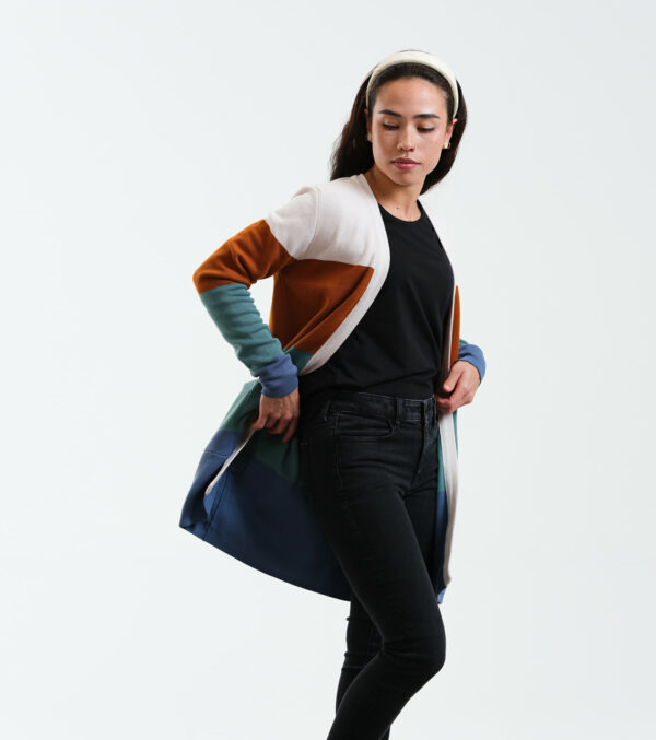 Long-Cardigan Alamo Blockstreifen aus feinem Jacquard-Strick – Bild 4
