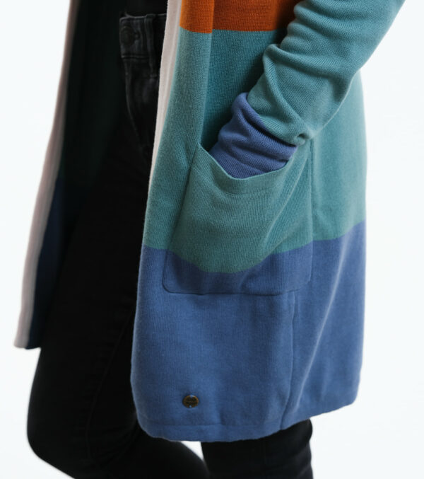 Long-Cardigan Alamo Blockstreifen aus feinem Jacquard-Strick – Bild 2