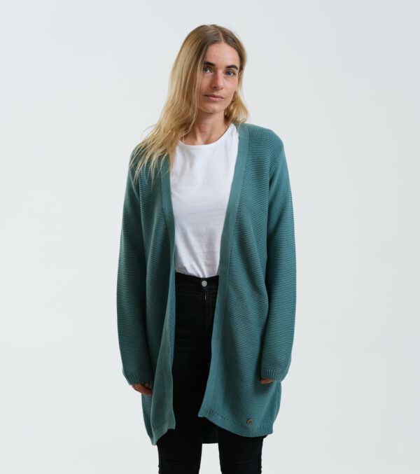 Long-Cardigan Alamo sage green - Image 2