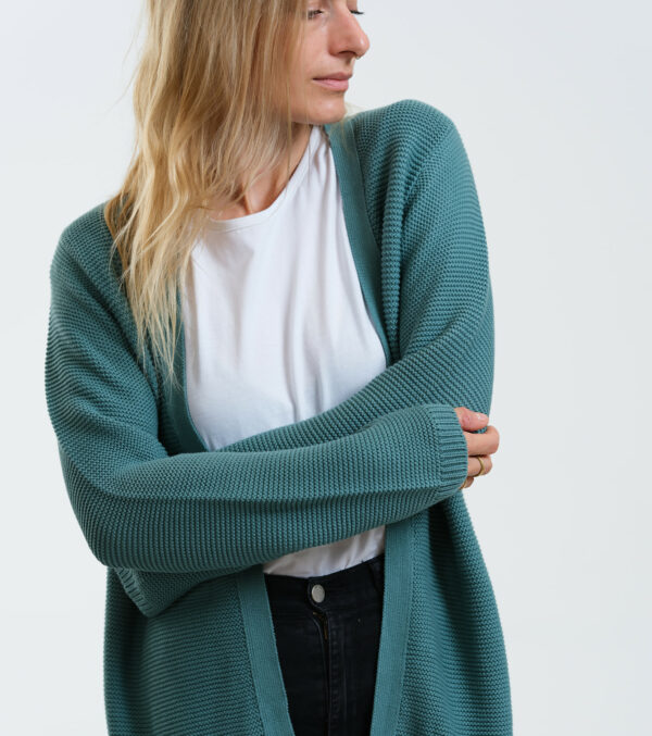 Long-Cardigan Alamo sage green - Image 6
