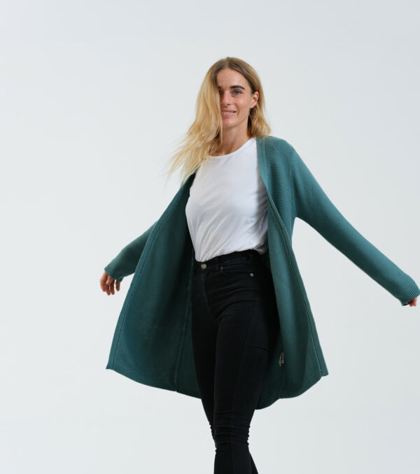 Long-Cardigan Alamo sage green - Image 5