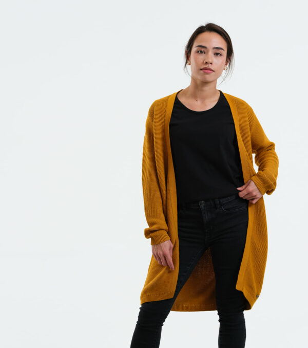 Long-Cardigan Alamo mustard yellow