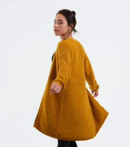 Long-Cardigan Alamo mustard yellow - Image 3