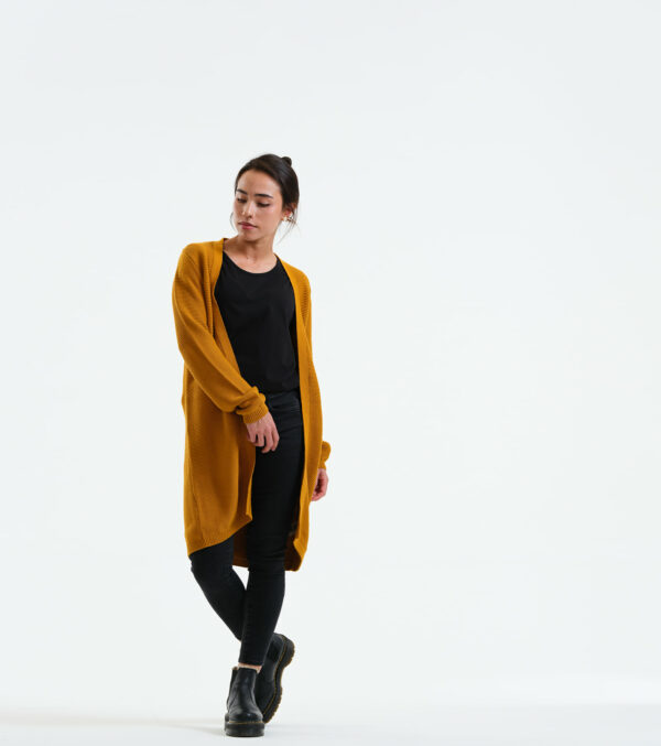 Long-Cardigan Alamo mustard yellow - Image 5