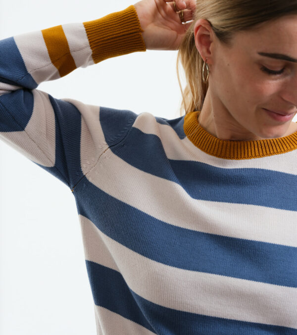 Knitted Pullover Anoka Block stripes blue - Image 3