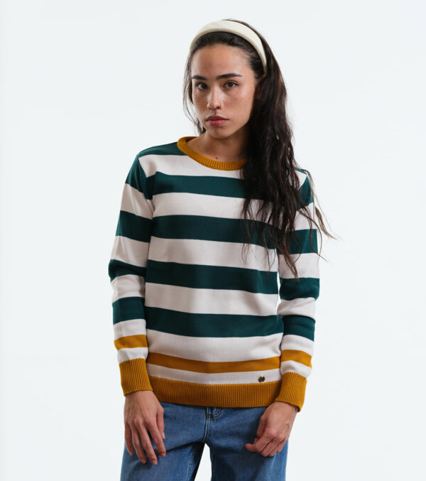 Knitted Pullover Anoka Block stripes green