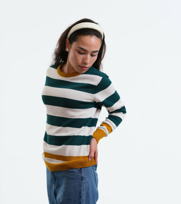 Knitted Pullover Anoka Block stripes green - Image 3