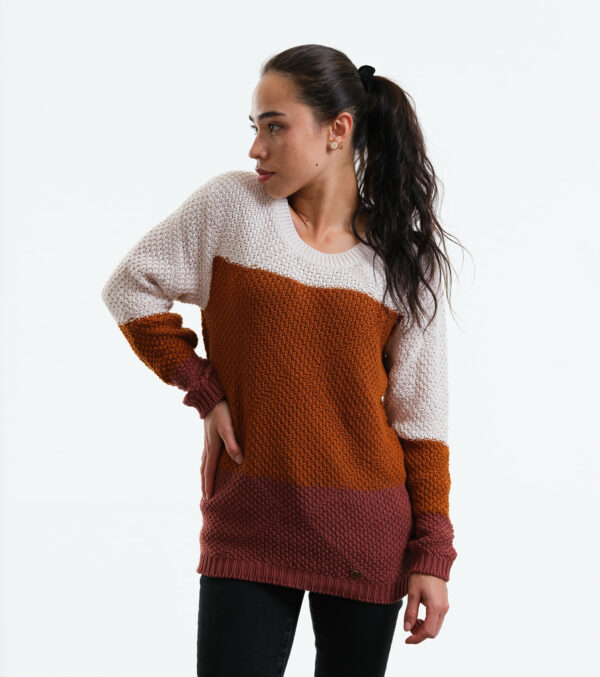 Knitted Pullover Lamona Block stripes toffee