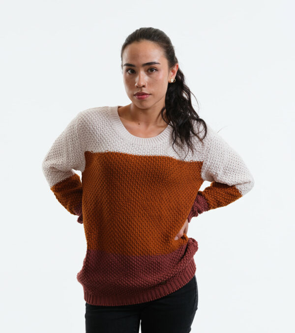 Knitted Pullover Lamona Block stripes toffee - Image 3