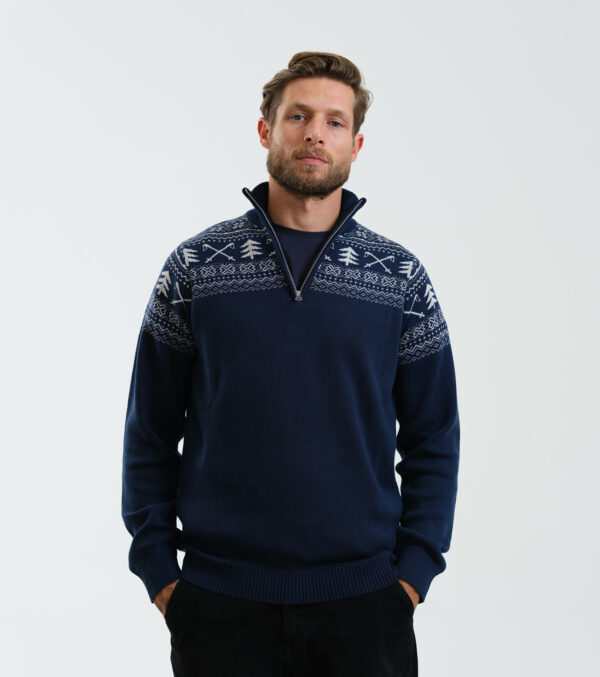 Men's soft jacquard knitted Troyer Keene - Image 2